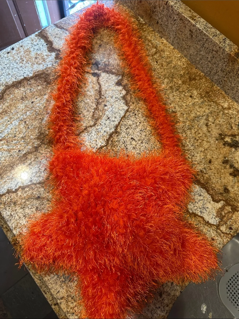 SHEIN Orange Fuzzy Star Shoulder Bag